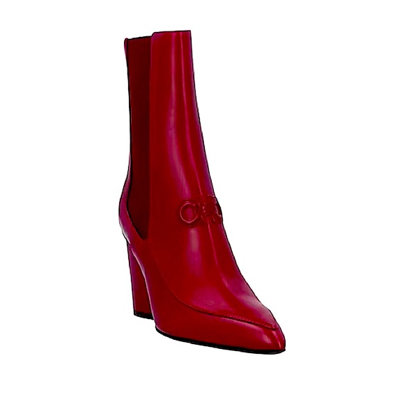 BNWT! Salvatore Ferragamo Burgundy Ankle block pointed heel Boots - Picture 2 of 11